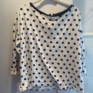 Tommy Hilfiger-3/4 Sleeve Polka Dot Top & Zip detail, Cream/Blue, Size XL